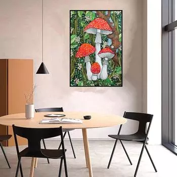 5D Diy Алмазная картина Ярко цветные грибы Набор для вышивки крестом Полная алмазная вышивка Мозаика Художественная картина Стразы Декор Подарок Full Round 20x30cm