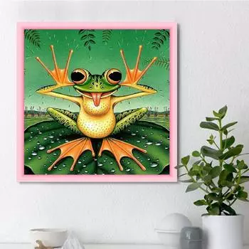 5D Diy Алмазная картина Забавная древесная лягушка Алмазная вышивка Полный набор аниме Наборы для вышивки крестом Домашний декор Подарок ручной работы Round 25x25cm