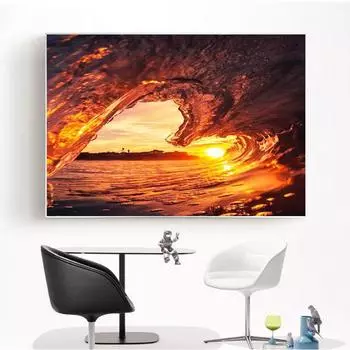 5d Diy Алмазная картина Закат Морской пейзаж Алмазная вышивка Океанская волна Пейзаж Вышивка крестом 20X30CM