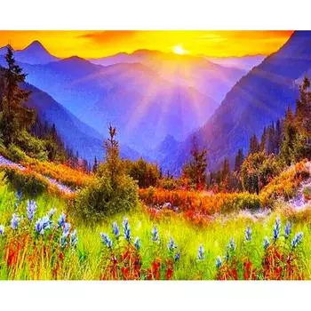 5D DIY Алмазная картина Закат пейзажи Вышивка Крестом Горный хрусталь Мозаика Домашний декор 20X30CM
