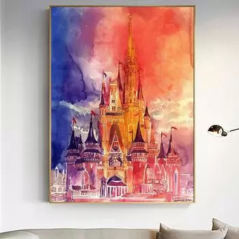 5D DIY Алмазная картина Замок Вышивка Крестом Горный хрусталь Мозаика Домашний декор 20X30CM