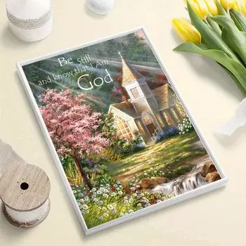 5D DIY Алмазная картина «Замок в лесу» Набор для вышивки крестом Мозаика Алмазная вышивка Роза Полный круглый/квадратный дрель Украшение дома Round 30x40cm