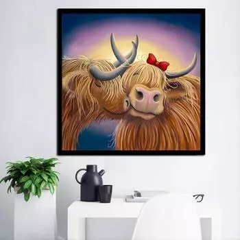 5D Diy Алмазная картина «Занятие любовью Корова» Алмазная вышивка Полный набор аниме Наборы для вышивки крестом Домашний декор Подарок ручной работы Round 30x30cm