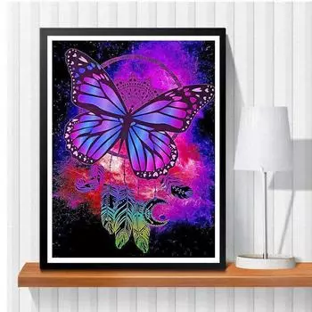 5D Diy Алмазная картина Завораживающая бабочка Набор для вышивки крестом Полная алмазная вышивка Мозаика Художественная картина Стразы Декор Подарок Full Round 20x30cm
