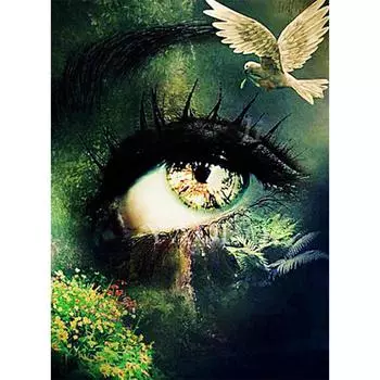 5D DIY Алмазная картина Зеленоглазый голубь Алмазная вышивка Полный набор для мозаики Вышивка крестом Домашний декор Подарки ручной работы Round 20x30cm