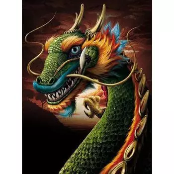 5D Diy Алмазная картина Зеленый Дракон Алмазная вышивка Крест Стежок Главная Декор Подарки ручной работы Round 20x30cm