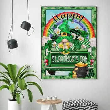 5D Diy Алмазная картина Зеленый гном Набор для вышивки крестом Полная Алмазная вышивка Мозаика Искусство Картина со стразами Декор Подарок Full Round 20x30cm