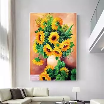 5D Diy Алмазная картина Желтая хризантема Набор для вышивки крестом Полная алмазная вышивка Мозаика Искусство Картина из стразов Декор Подарок Full Round 20x30cm