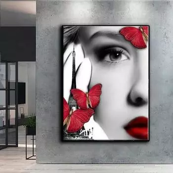 5D DIY Алмазная картина «Женщина и бабочка» Набор для вышивки крестом Мозаика Алмазная вышивка Роза Полный круглый/квадратный дрель Украшение дома Round 30x40cm