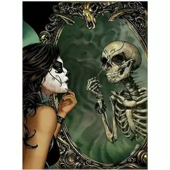 5D Diy Алмазная картина Женщина смотрит в зеркало Вышивка крестиком Домашний декор Подарок ручной работы 20X25CM