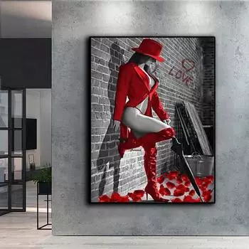 5D Diy Алмазная картина «Женщина в красном кресте», набор, полная алмазная вышивка, мозаика, художественная картина, декор из страз, подарок Full Round 20x30cm