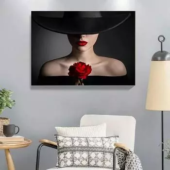 5D DIY Алмазная картина Женщина в шляпе Набор для вышивки крестом Мозаика Алмазная вышивка Роза Полный круглый/квадратный дрель Украшение дома Round 30x40cm