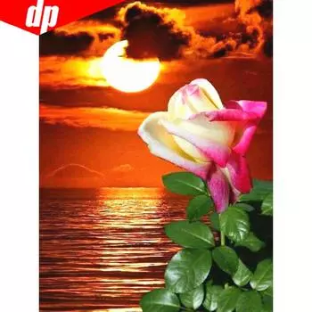 5D DIY Алмазная картина Живописная Луна Круглая дрель Цветочная вышивка Продажа Алмазная мозаика Горный хрусталь 20X30