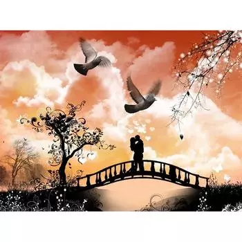 5D DIY Алмазная картина Живописный мост Любовь Алмазная вышивка Полный набор мозаики Вышивка крестом Домашний декор Подарки ручной работы Round 20x30cm