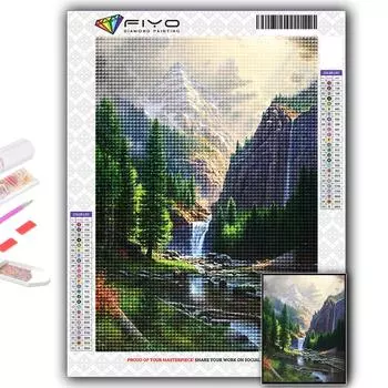 5D Diy Алмазная картина Живописный водопад Вышивка крестом Полный Алмазная вышивка Мозаика Full Round 20X30CM