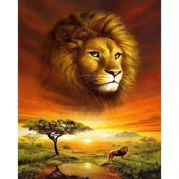 5D DIY Алмазная картина Животное «Африканский лев» Алмазная вышивка Крестом Рукоделие Подарок 20X30CM