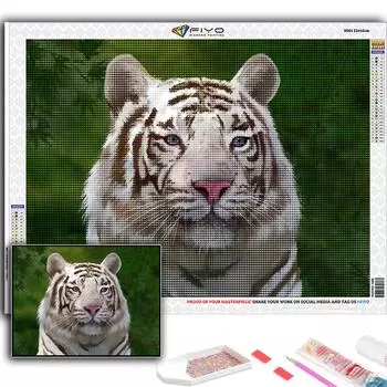 5D DIY Алмазная картина Животное Белый Тигр Вышивка крестиком Алмазная художественная вышивка Мозаика Домашний деко Full Round 20X30CM