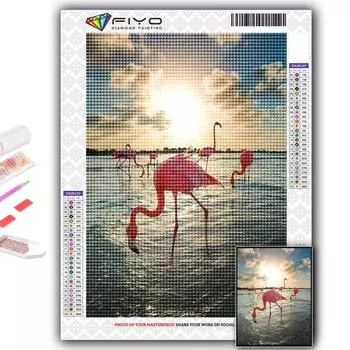 5D Diy Алмазная картина Животное Фламинго Вышивка крестом Полный Алмазная вышивка Мозаика Full Round 20X30CM