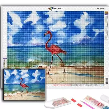 5D DIY Алмазная картина Животное Фламинго Вышивка крестиком Алмазная художественная вышивка Мозаика Домашний деко Full Round 20X30CM