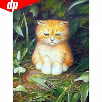 5D DIY Алмазная картина Животное Кошка Полная площадь Вышивка Продажа Горный хрусталь Картинки 20X30