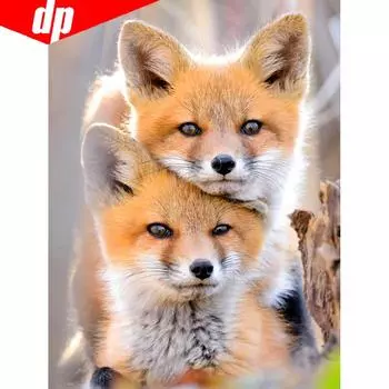 5D DIY Алмазная картина Животное Лиса Алмазная вышивка Крестиком Полный круглый мозаичный рисунок 20X30CM