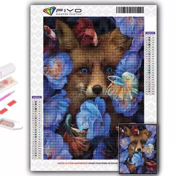 5D Diy Алмазная картина Животное Лиса Вышивка крестиком Полный Алмазная вышивка Мозаика Full Round 20X30CM