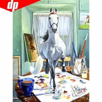 5D DIY Алмазная картина Животное Лошадь Полный круглый горный хрусталь Картина Вышивка Продажа Алмаз 20X30