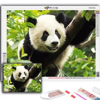 5D DIY Алмазная картина Животное Панда Вышивка крестиком Алмазная художественная вышивка Мозаика Домашний деко Full Round 20X30CM