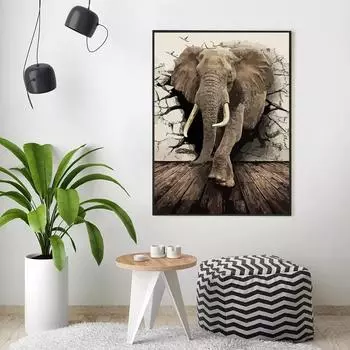 5D DIY Алмазная картина Животное Полная дрель Вышивка Слон Домашнее украшение Мозаика Алмаз 20X30CM