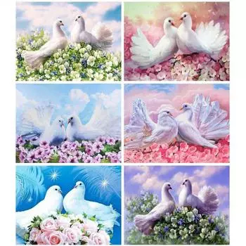 5D DIY Алмазная картина животное полная круглая Алмазная вышивка голубь мозаика картина горный хрусталь украшение дома Full Round 20x25CM