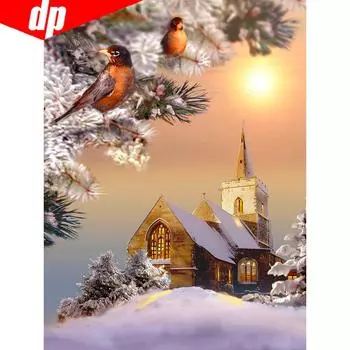 5D DIY Алмазная картина Животное Птица и цветок Полная дрель Круглая Алмазная вышивка Крестом 20X30CM
