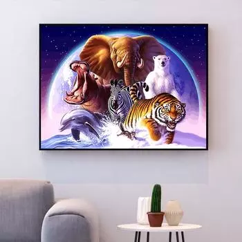 5D DIY Алмазная картина животное слон тигр вышивка крестом 5D Домашний декор 20X30CM