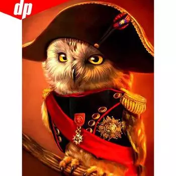 5D DIY Алмазная картина Животное Сова Алмазная вышивка Полная круглая мозаичная картина 20X30CM