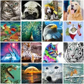 5D Diy Алмазная картина животное Тигр Кот Алмазная вышивка Пейзаж Мозаика Вышивка крестом Домашнее украшение Рождественский подарок 30X30cm