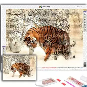 5D DIY Алмазная картина Животное Тигр Вышивка крестом Алмазная художественная вышивка Мозаика Домашний деко Full Round 20X30CM