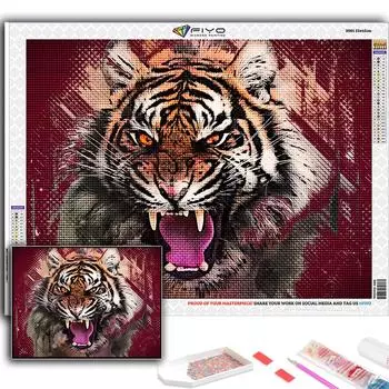 5D Diy Алмазная картина Животное Тигр Вышивка крестом Полный Алмазная вышивка Мозаика Full Round 20X30CM