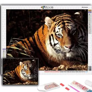 5D DIY Алмазная картина Животное Тигр Вышивка крестом Алмазная художественная вышивка Мозаика Домашний деко Full Round 20X30CM