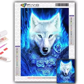 5D Diy Алмазная картина Животное Волк Вышивка крестом Полный Алмазная вышивка Мозаика Full Round 20X30CM