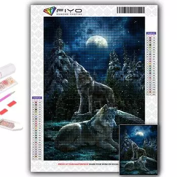 5D DIY Алмазная картина Животное Волк Вышивка крестиком Алмазная художественная вышивка Мозаика Домашний деко Full Round 20X30CM