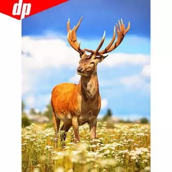 5D DIY Алмазная картина Животное Вышивка Картинки Стразы Полный дисплей Олень Алмаз 20X30