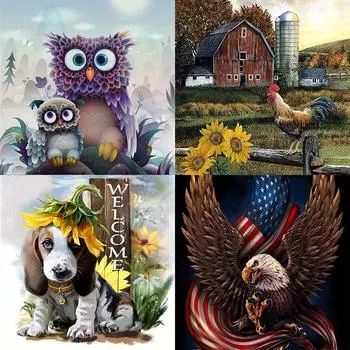 5D DIY Алмазная картина Животный мир Алмазная вышивка Набор крестиков Полный горный хрусталь Мозаика Украшение дома Round 30x30cm