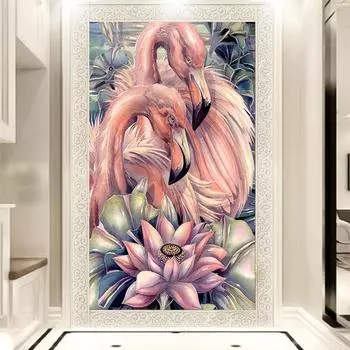 5D Diy Алмазная картина Журавль с красной короной Алмазная вышивка Полный крестик Домашний декор Подарок ручной работы Full Round 20x40cm