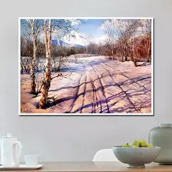 5D Diy Алмазная картина Зимний лес Круглая дрель Полная алмазная вышивка Рукоделие Украшение дома 20X30CM