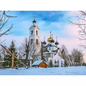 5D DIY Алмазная картина Зимний пейзаж Картина Бисером Вышивка Снежный пейзаж Горный хрусталь Картина 20X30CM