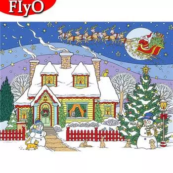 5D DIY Алмазная картина Зимняя Алмазная вышивка Дом Мозаика Распродажа Пейзаж Рождественский подарок Украшение дома Настенное искусство Full Round (20X30CM)