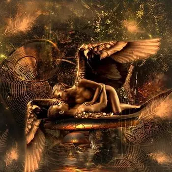 5D Diy Алмазная картина Золотой ангел Любовник Алмазная вышивка Полный набор аниме Наборы для вышивки крестом Домашний декор Подарок ручной работы Round 25x25cm