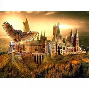 5D Diy Алмазная картина Золотой Орел Замок Горный Хрусталь Вышивка Крестом Домашний Декор Ручной Работы 20X25CM