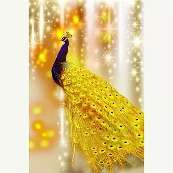 5D Diy Алмазная картина Золотой павлин Алмазная вышивка Крестом Домашний декор Подарки ручной работыjavascript: Round 20x30cm