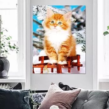 5D DIY Алмазная картина Золотой Желтый Кот Вышивка Крестом Горный Хрусталь Мозаика Домашний Декор 20X30CM