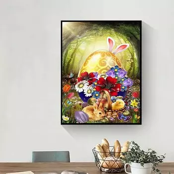 5D Diy Алмазная картина «Золотые яйца и цветы» Набор для вышивки крестом Полная алмазная вышивка Мозаика Художественная картина Стразы Декор Подарок Full Round 20x30cm